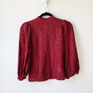 Free People Sweet Talker Maroon Lace Blouse XS